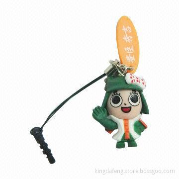 Plastic Figure with Anti-dust Plug to Cellphones, 3cm Size